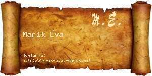 Marik Éva névjegykártya